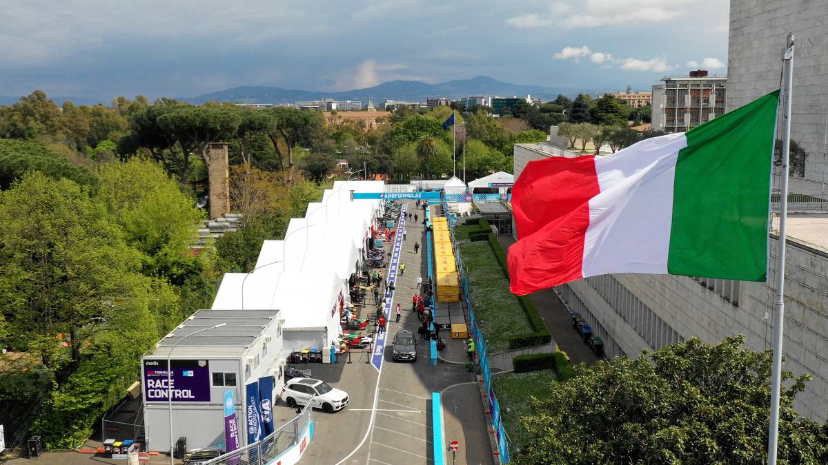 El paddock de la Fórmula E en Roma con las nuevas protecciones.