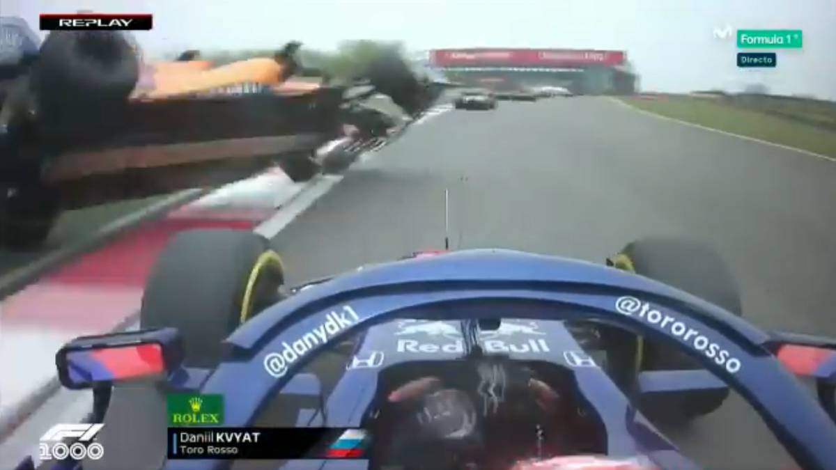 Kvyat jugó a los bolos con los McLaren de Sainz y Norris