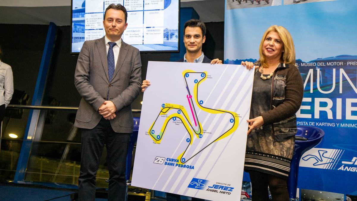 Pedrosa en el acto de presentación de su curva en Jerez.