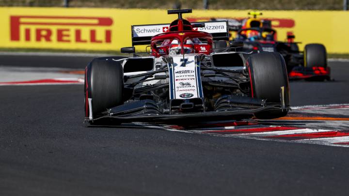 Raikkonen con el Alfa Romeo en Hungría.