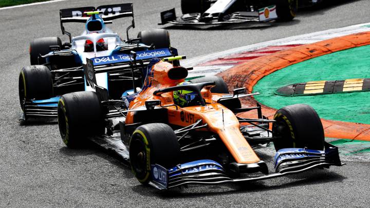 Lando Norris (McLaren MCL34) y Robert Kubica (Williams FW42). Monza, Italia, F1 2019.
