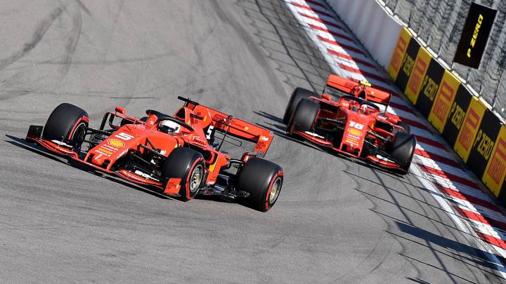Vettel y Leclerc (Ferrari SF90). F1 2019.