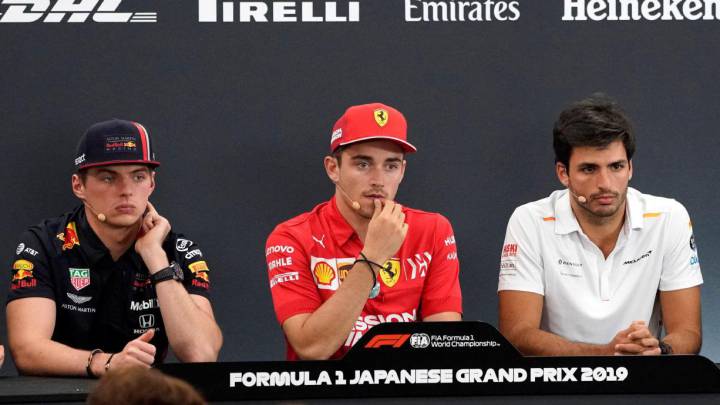 Verstappen, Sainz y Leclerc, en Suzuka.