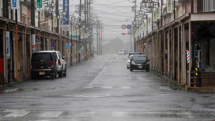 Lluvia en Shiroko, Suzuka, ante la incidencia del Tifón Hagibis.