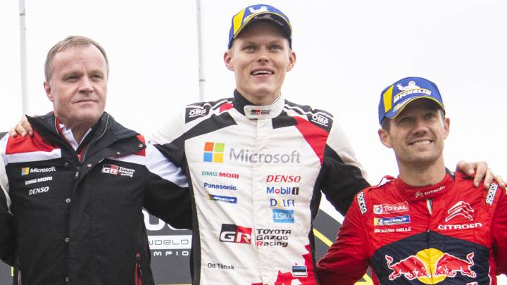Tommi Makinen, Ott Tanak y Sebastien Ogier, durante una prueba del Mundial de Rallies WRC.