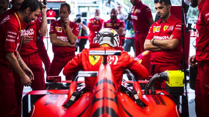 El Ferrari de Vettel, en Brasil 2019. F1.