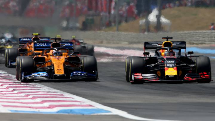 Carlos Sainz y Max Verstappen, en el GP de Francia de F1 2019.