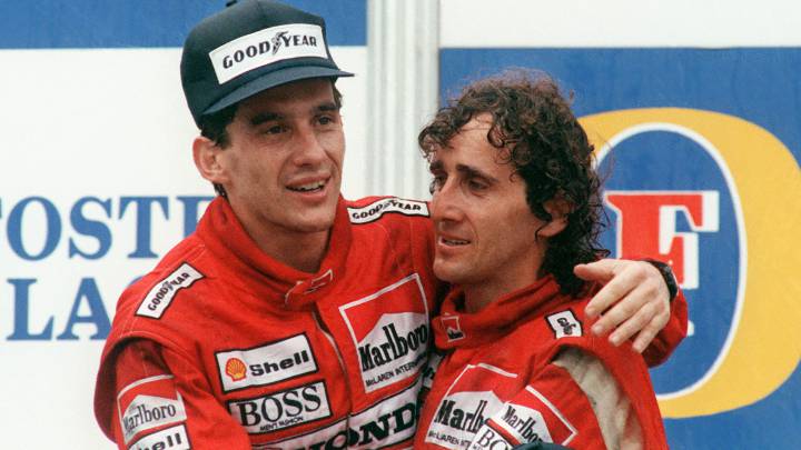 Senna y Prost en el GP de Australia de 1988, cuando eran compañeros en McLaren.