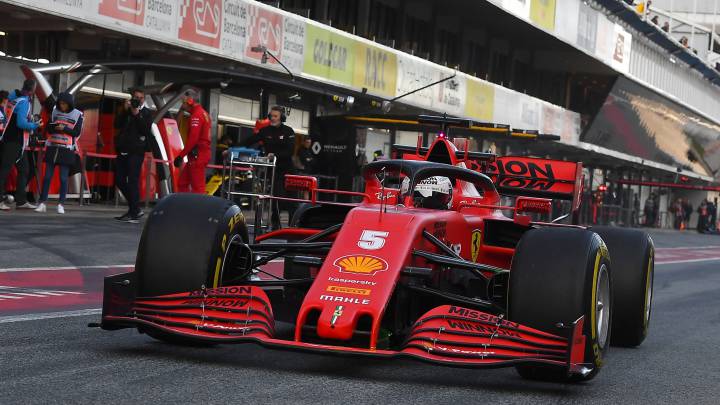 El Ferrari SF1000 de Vettel durante los test de pretemporada de F1 2020.