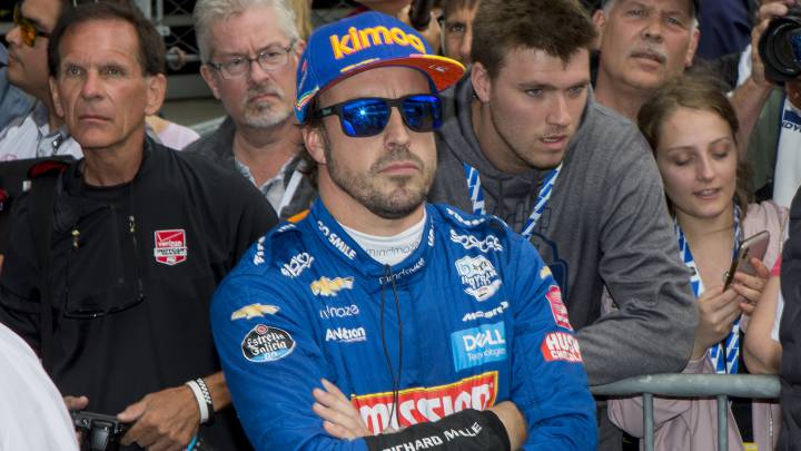 Fernando Alonso durante la clasificación de la Indy 500 2019.