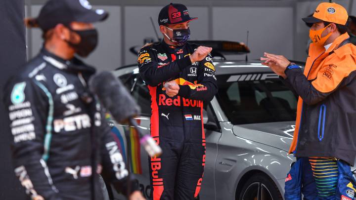Hamilton, Verstappen y Sainz.