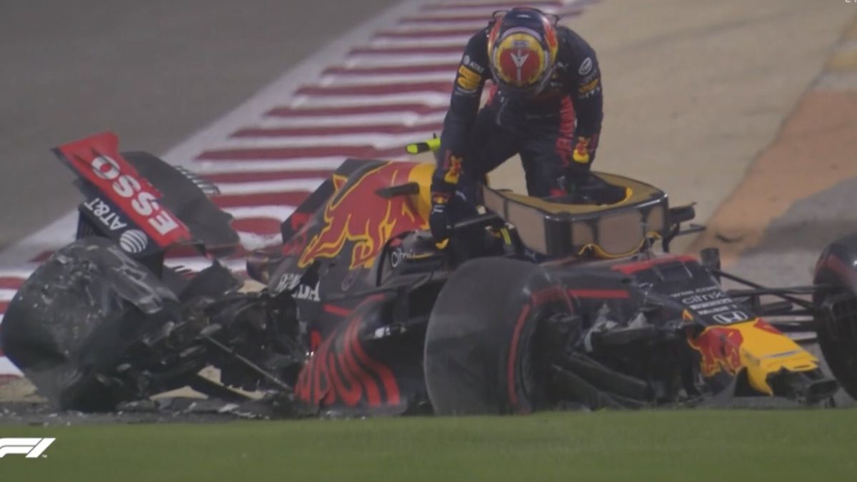 Accidente de Alex Albon con el Red Bull en Bahréin. F1 2020.