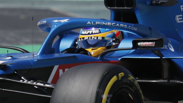 Fernando Alonso (Alpine A521). Barcelona, España. F1 2021.