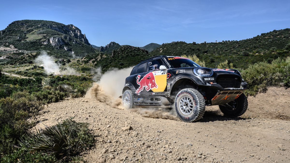 Sainz con el Mini en el Rally de Andalucía.