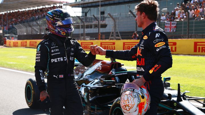 Verstappen y Hamilton durante el fin de semana en Silverstone