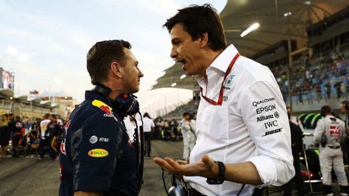 Wolff y Horner en la parrilla de salida de un gran premio de F1