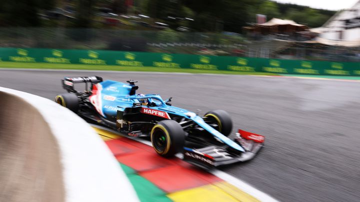 Fernando Alonso durante los libres del GP de Bélgica 2021