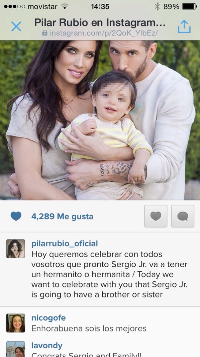 Pilar Rubio y Sergio Ramos confirman su nuevo embarazo