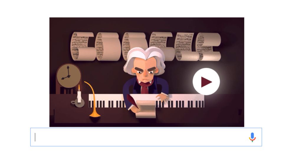 Google dedica su 'doodle' más genial a Ludwig van Beethoven