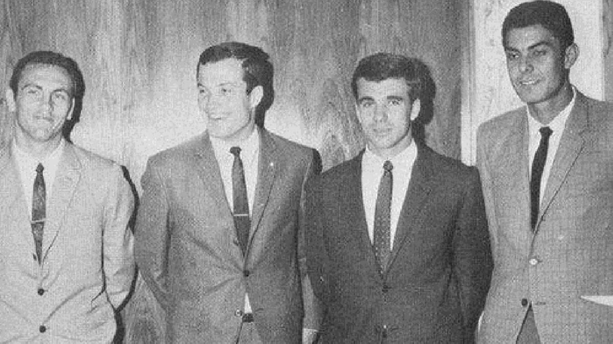 Los cuatro jugadores de Las Palmas convocados con España en 1968: Germán, Castellano, Tonono y Guedes.