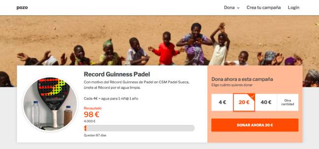 La página web con el crowfunding para recaudar el dinero para la acción social.