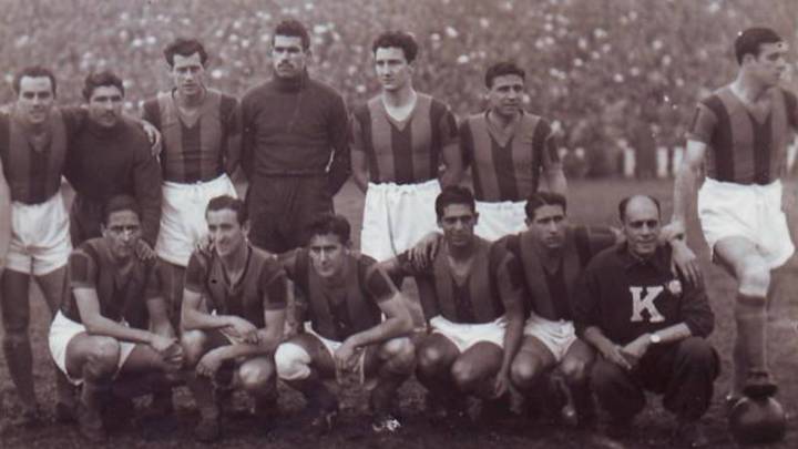 Una alineación de San Lorenzo en su gira por España en 1947.