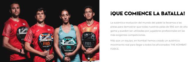 La imagen que ilustra la 'Kombat Force' en la web de la marca española Kombat Padel.
