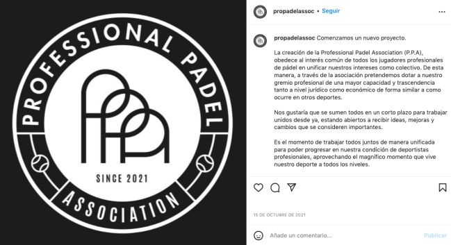 El post de presentación de la PPA en su perfil oficial de IG.