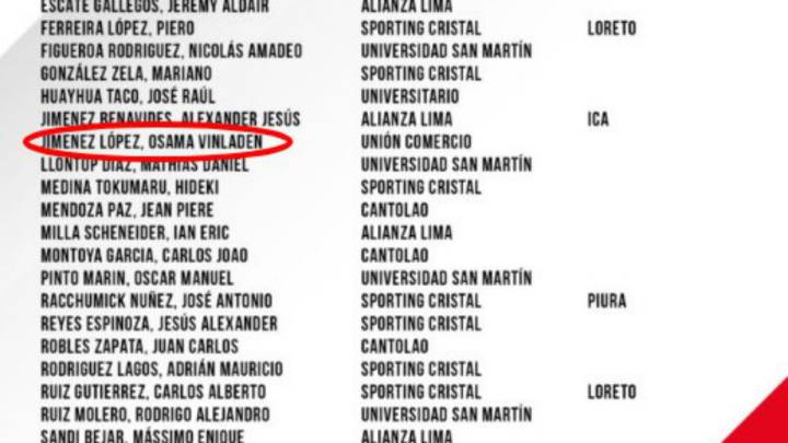 Osama Vinladen called up to the Peru Under 15 squad