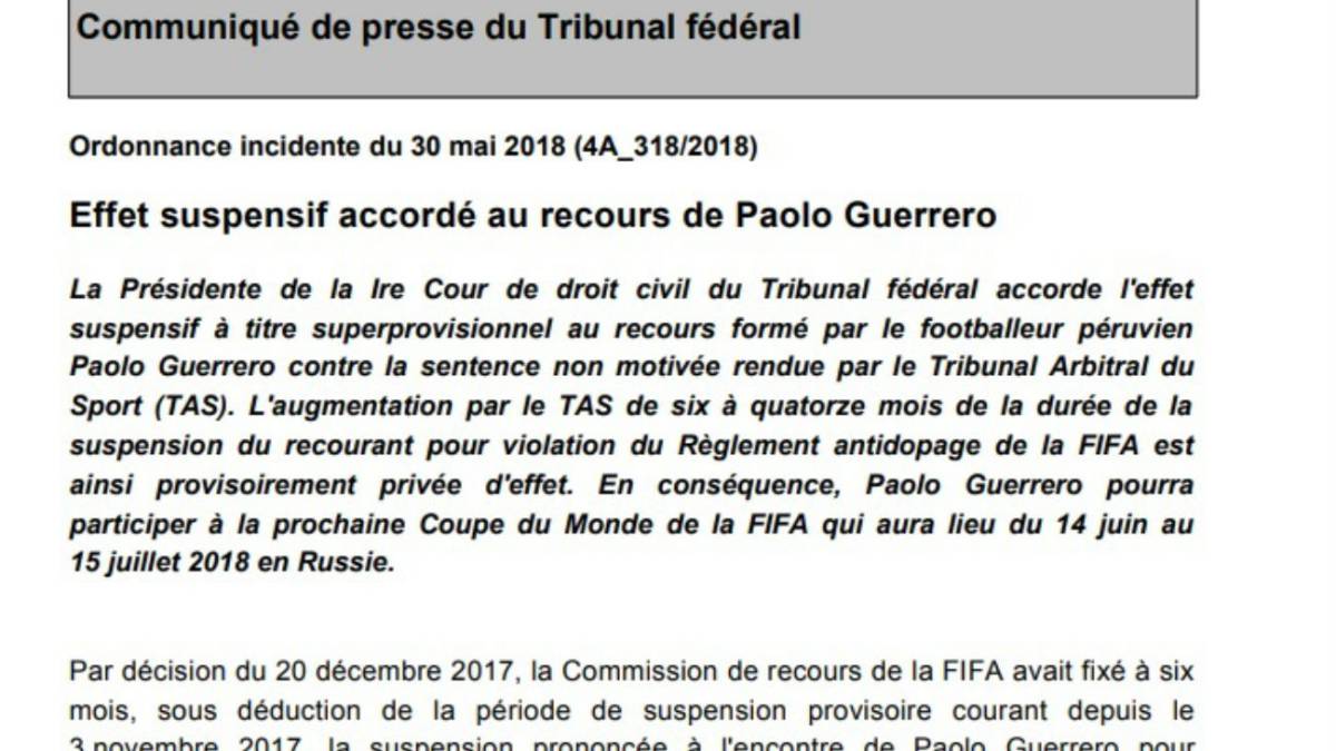 Oficial: Guerrero jugará el Mundial