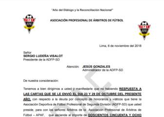 Los árbitros amenazan con parar la Segunda División peruana