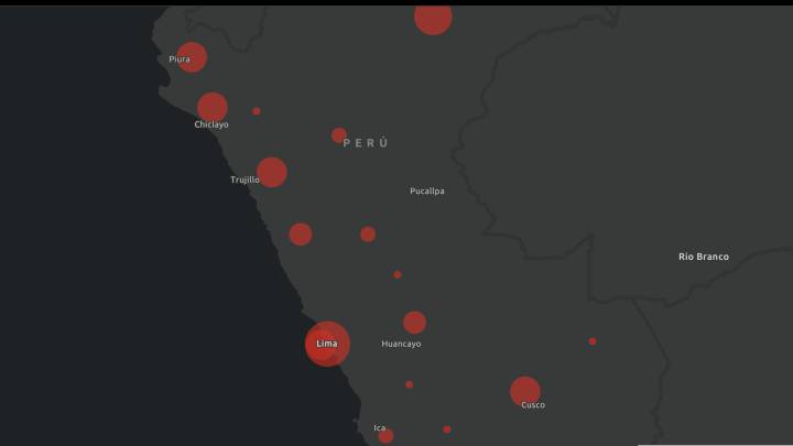Mapa de casos por coronavirus por departamento en Perú: 4 de abril