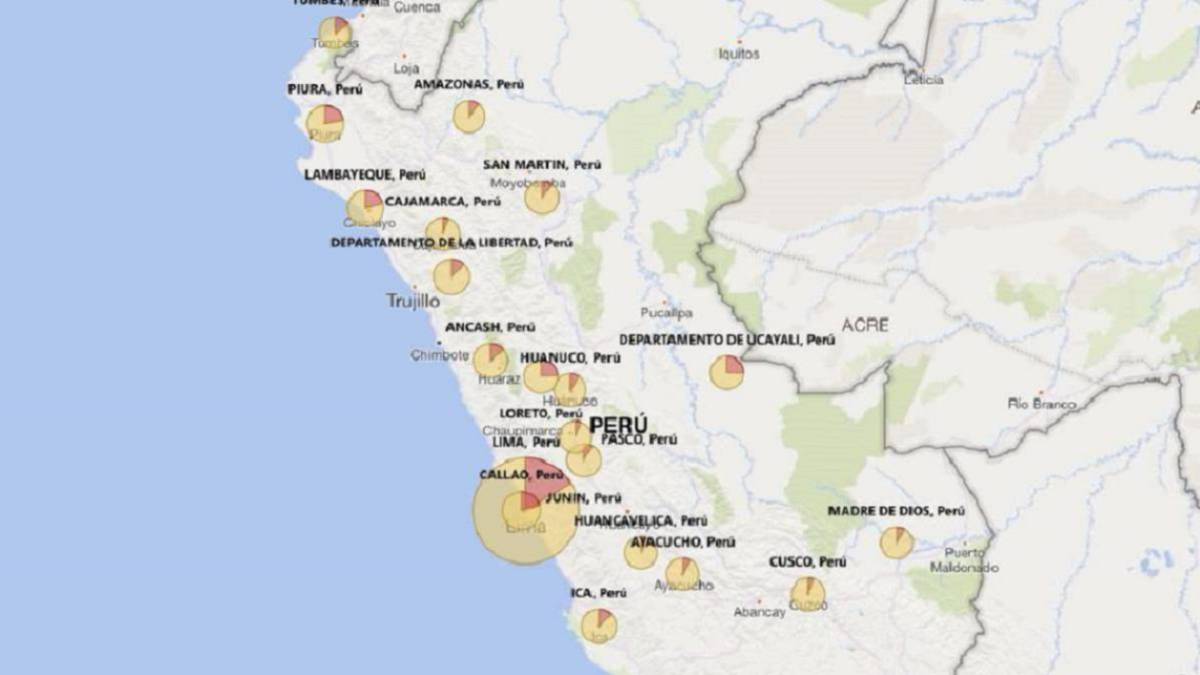 Mapa de casos por coronavirus por región en Perú: hoy, 15 de julio