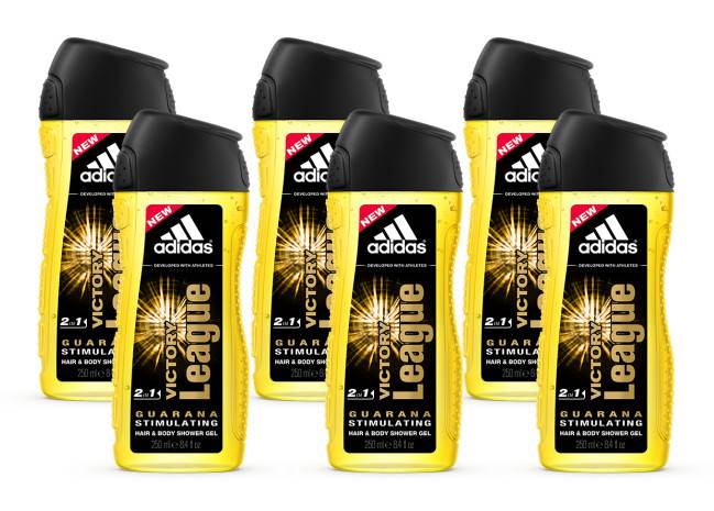 Pack 6 geles de ducha Adidas Victory League de 250ml