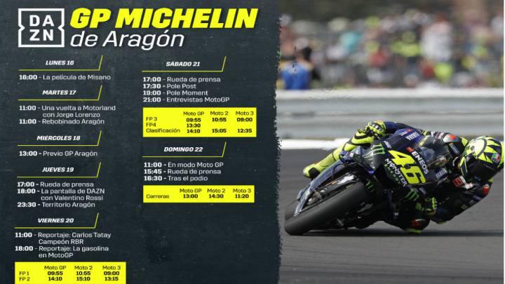 Todo el G.P. Aragón de MOTOGP™, en directo y en exclusiva en DAZN