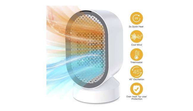 Calefactor personal de color blanco.