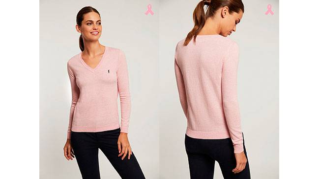 Jersey ligero con cuello pico rosa