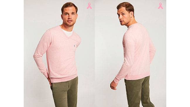 Jersey ligero con cuello pico rosa