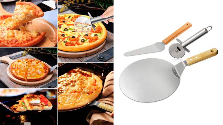 set bandejas pizza cortador