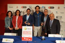 Acto de presentación del torneo de Barcelona: Conchita Martínez, Feliciano López y Manuel Orantes