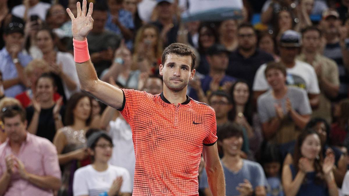 Grigor Dimitrov, celebrando su triunfo en Brisbane.