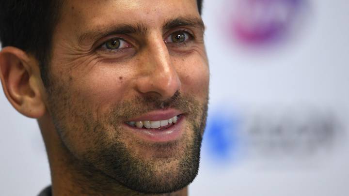 Djokovic en una ronda de prensa en el torneo de Eastbourne
