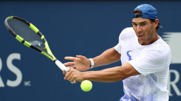 Rafa Nadal se entrena en Montreal.