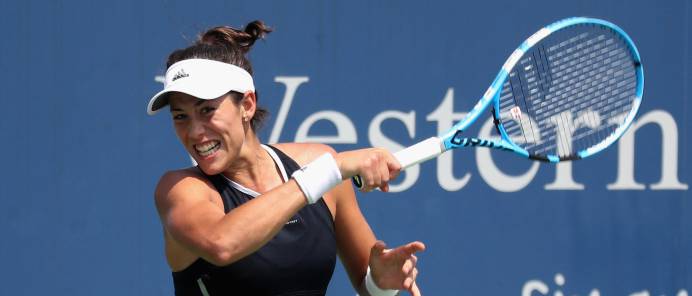 Garbiñe Muguruza durante su partido ante Karolina Pliskova.