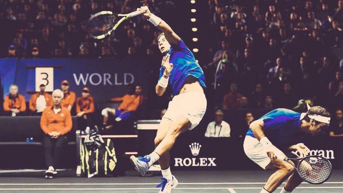 Roger Federer bromeó en Twitter con las acciones en las que casi se choca con Nadal en el que era su primer partido como pareja