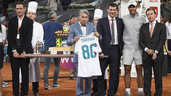 Manolo Santana, con Nadal y Emilio Butragueño.
