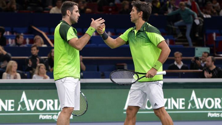 David Marrero y Fernando Verdasco durante un partido de dobles.