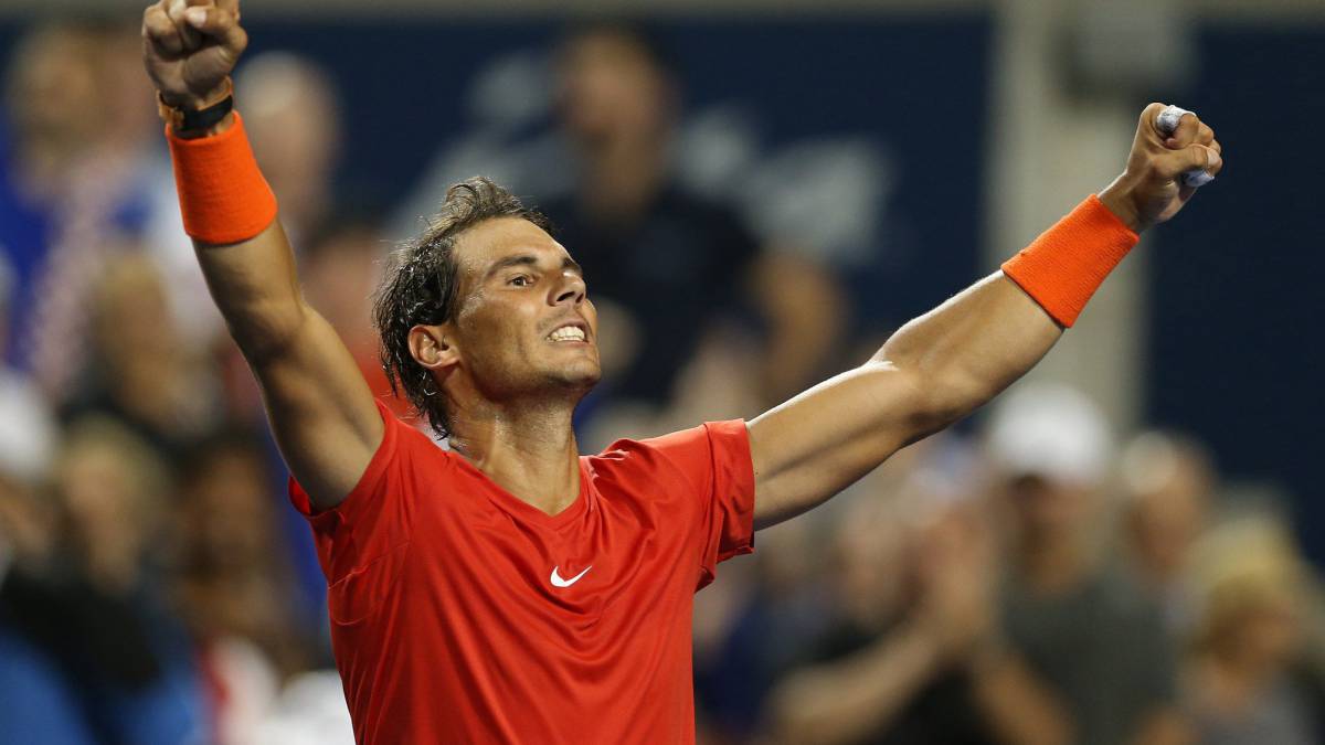 Rafael Nadal celebra su victoria sobre Marin Cilic.