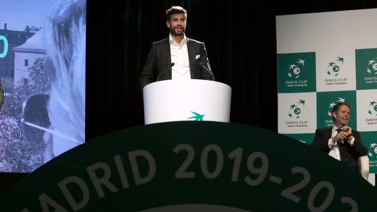 Gerard Piqué, en la presentación de la sede de Madrid para la fase final de 2019 y 2020.