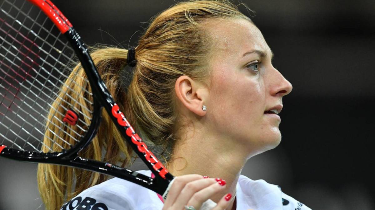 Petra Kvitova, durante un entrenamiento para la final de la Fed Cup entre República Checa y Estados Unidos.